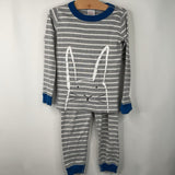 Size 6 (120): Hanna Andersson Grey White Striped 2pc Pjs