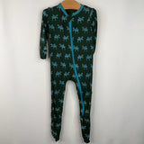Size 9-12m: Kickee Pants Green Moose 1pc Footy Pjs