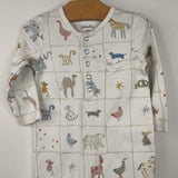 Size 6-12m: Pehr White Animals Long Sleeve Romper