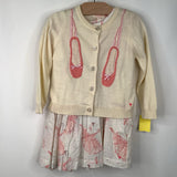 Size 4: Pink Chicken White Pink Ballerina Dress & Sweater 2pc Outfit