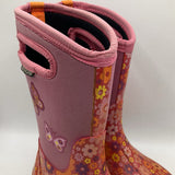 Size 4Y: Bogs Pink Floral Butterfly Insulated Rain Boots