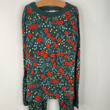 Size 8 (130): Hanna Andersson Green Red Floral 2pc PJs