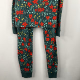 Size 8 (130): Hanna Andersson Green Red Floral 2pc PJs