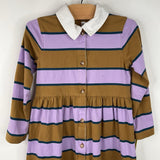 Size 4: Tea Brown/Lavender Button Up Long Sleeve Dress