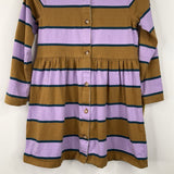 Size 4: Tea Brown/Lavender Button Up Long Sleeve Dress