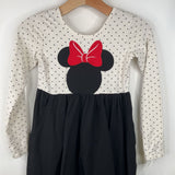 Size 8 (130): Hanna Andersson White/Black Heart Mini Mouse Long Sleeve Dress