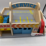 Melissa & Doug Service Station Parking Garage W/3 Wooden Cars