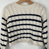 Size 7-8: Pink Rose White Blue Striped Knitted Sweater