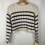 Size 7-8: Pink Rose White Blue Striped Knitted Sweater