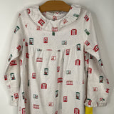 Size 6: Petite Plume White/Multi Holiday Button Up Long Sleeve Dress