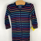 Size 9-12m: Primary Blue/Multi Striped 1pc Footy PJs