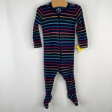 Size 9-12m: Primary Blue/Multi Striped 1pc Footy PJs
