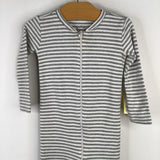 Size 9-12m: Primary White/Grey Striped 1pc Footy PJs
