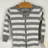 Size 12-18m (75): Hanna Andersson Grey/White Striped 1pc Pjs
