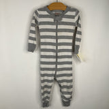 Size 12-18m (75): Hanna Andersson Grey/White Striped 1pc Pjs