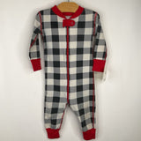Size 12-18m (75): Hanna Andersson Red/Black/White Plaid 1pc Pjs