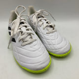 Size 2Y: Adidas Copa White Neon Green Lace-Up Indoor Soccer Cleats