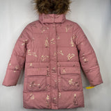 Size 7-8: Mini Boden Pink Golden Bunnies Winter Coat -REDUCED