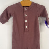 Size 0-3m:Kate Quinn Organics Plum Button Front Romper