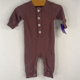 Size 0-3m:Kate Quinn Organics Plum Button Front Romper