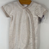 Size 3-6m (60): Hanna Andersson White Tan Striped Short Sleeve 1pc PJs