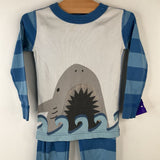 Size 3 (90): Hanna Andersson Blue Striped Shark 2pc PJs