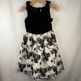 Size 8: Janie & Jack Black White Floral Bow Tank Dress