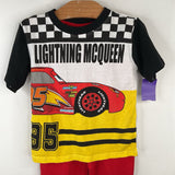 Size 5: Cars White Red Short Sleeve 2pc PJs