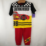 Size 5: Cars White Red Short Sleeve 2pc PJs