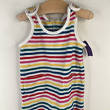 Size 6-12m (70): Hanna Andersson White Colorful Striped Cozy Tank Romper