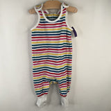 Size 6-12m (70): Hanna Andersson White Colorful Striped Cozy Tank Romper