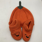 Size 0-3m: Knitted Pumpkin Booties & Hat