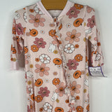 Size 0-3m: Milkberry Pink Pumpkin Floral 1pc Footy PJs