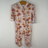 Size 0-3m: Milkberry Pink Pumpkin Floral 1pc Footy PJs