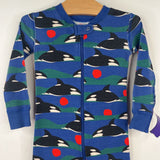 Size 3 (90): Hanna Andersson Blue Orcas 1pc PJs