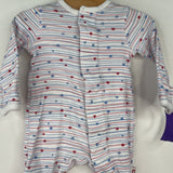 Size 0-3m: Magnetic Me White Red Blue Stars 2pc Footy PJs