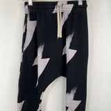 Size 8-9: Nununu Black Lightening Bolt Sweatpants