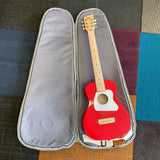 Loog Red Acoustic Guitar, Strap + Case
