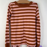 Size 8 (130): Hanna Andersson Pink/Brown Striped 2pc PJs