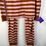 Size 8 (130): Hanna Andersson Pink/Brown Striped 2pc PJs