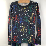 Size 8 (130): Hanna Andersson Black Colorful Skeletons 2pc PJs