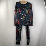 Size 8 (130): Hanna Andersson Black Colorful Skeletons 2pc PJs