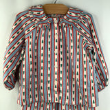 Size 3 (90): Hanna Andersson Blue White Red Trees Striped Button-Up 2pc PJs