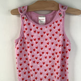 Size 18-24m (80): Hanna Andersson Pink Red Hearts Cozy Tank Romper