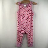 Size 18-24m (80): Hanna Andersson Pink Red Hearts Cozy Tank Romper