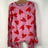 Size 10 (140): Hanna Andersson Pink/Red Hearts 2pc PJs