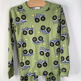 Size 6-7 (120): Hanna Andersson green/Multi Monster Trucks 2pc PJs