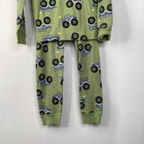 Size 6-7 (120): Hanna Andersson green/Multi Monster Trucks 2pc PJs