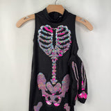Size 8-10: Black Pink Sequin Skeleton 3pc Costume