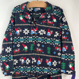 Size 6-7 (120): Hanna Andersson Blue Holiday Gnomes Button-Up 2pc PJs